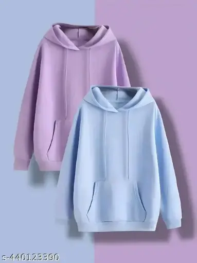 Plain Solid Full Sleeve Men & women Hoodie (Pack Of 2)
